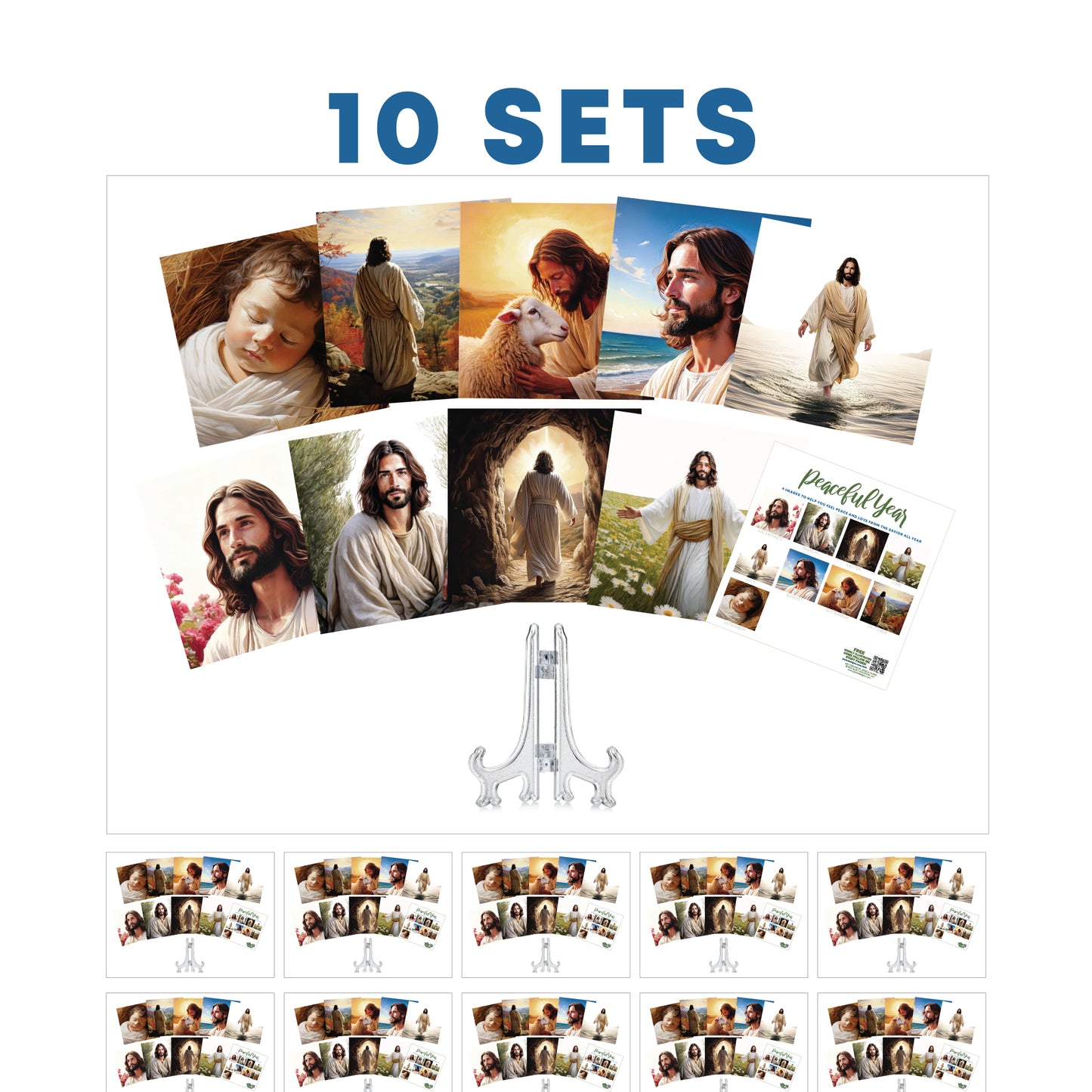 10 Sets of the Mini "Peaceful Year" Art Collection, Christ-centered art