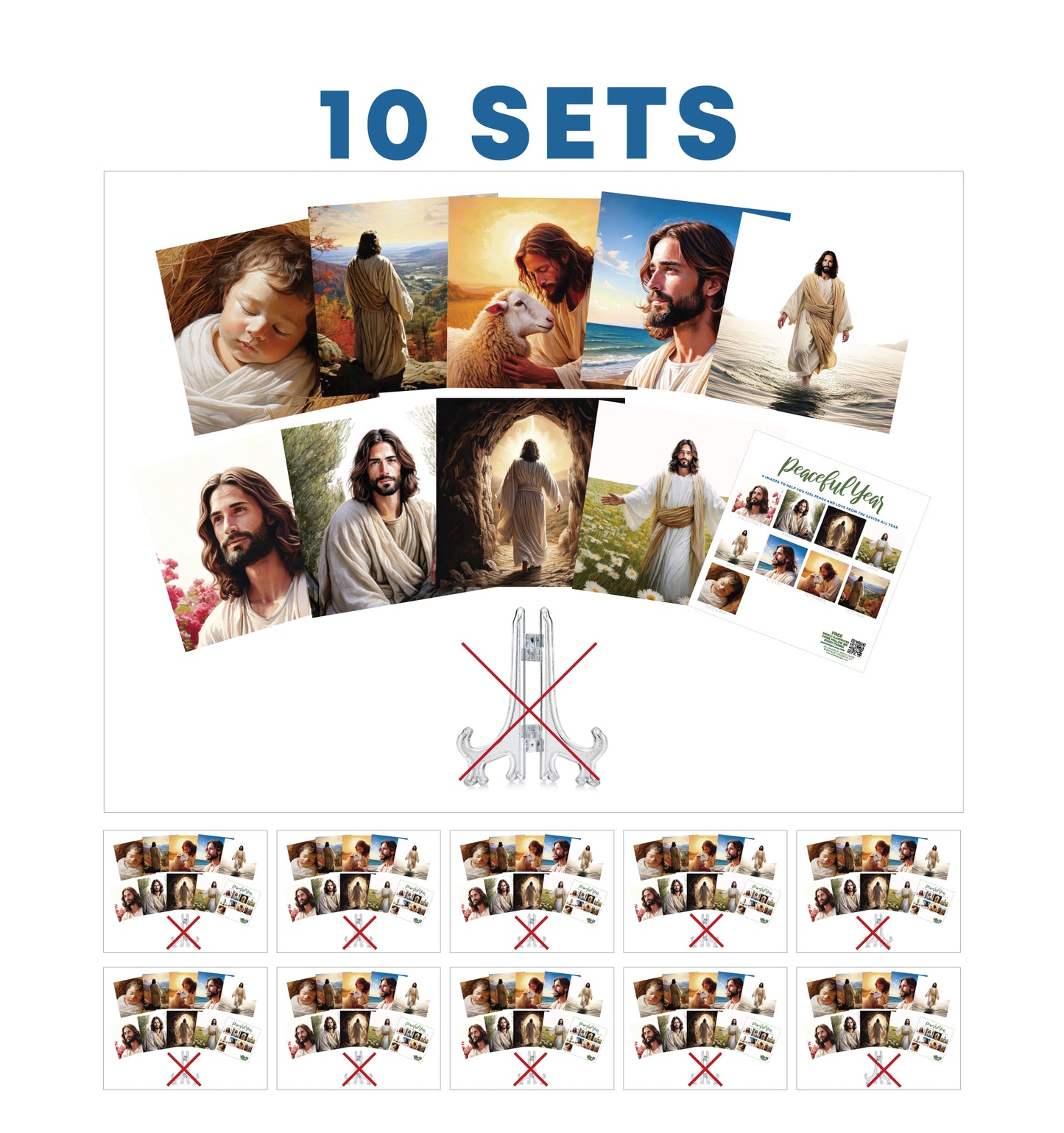 10 Sets of the Mini "Peaceful Year" Art Collection, Christ-centered art