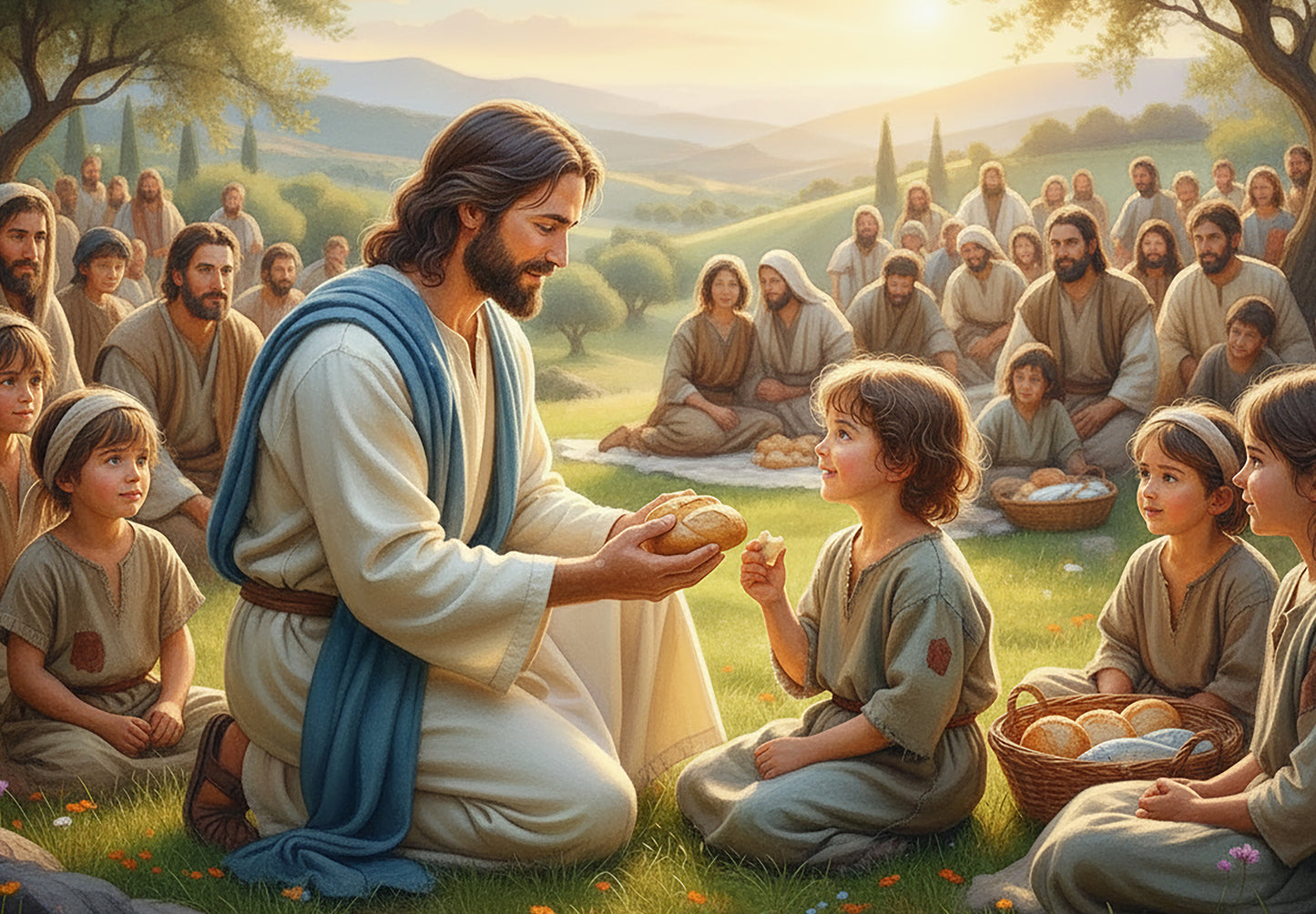 100 Piece Puzzle "Christ Feeding the Child" No Box- bag only, 14x10 inch (SHIPS FEB. 28)