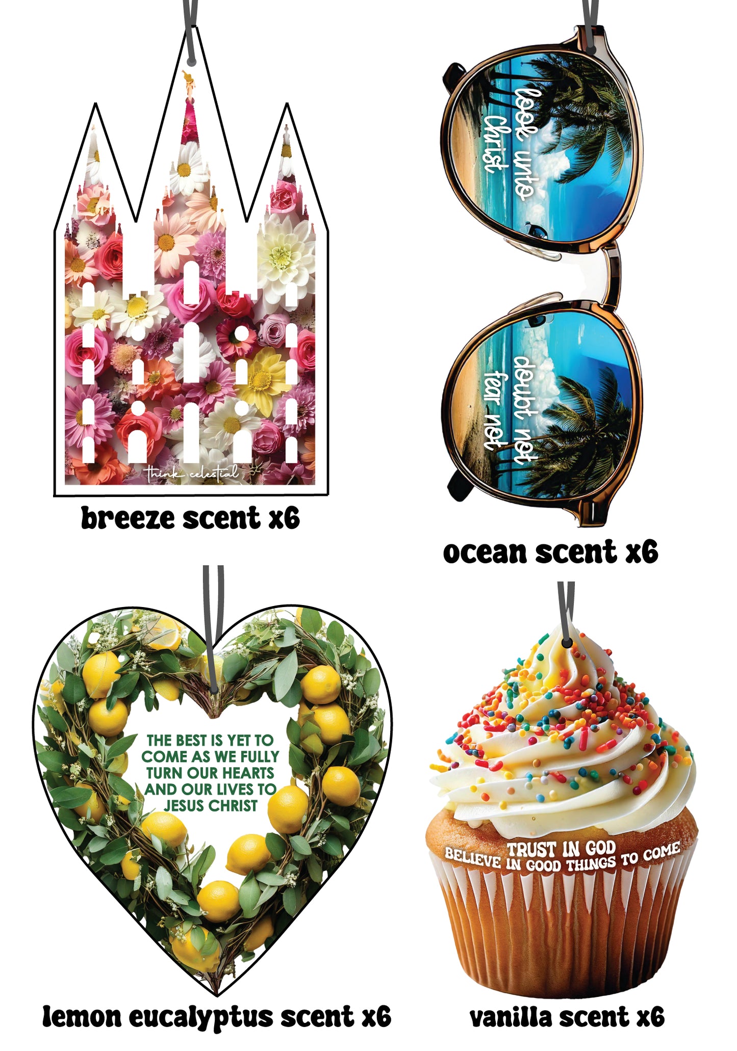 24 Hanging Air Fresheners (Summer 2025 collection) Church of Jesus Christ LDS Themed