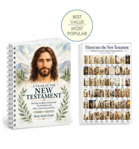 2027 Daily Come, Follow Me New Testament Study Guide + 365 Scripture Margin Stickers Set
