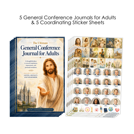 The Ultimate General Conference Journal for Adults- Set of 5 Journals + 5 Coordinating Sticker Sheets