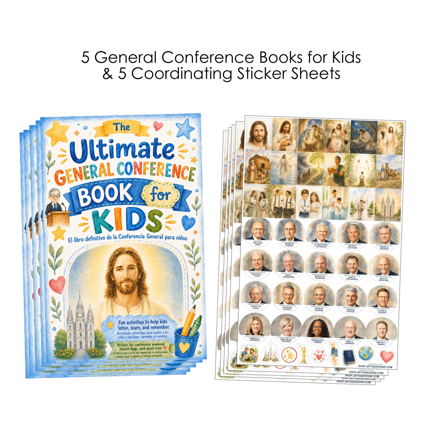 The Ultimate General Conference Journal for Kids- Set of 5 Journals + 5 Coordinating Sticker Sheets