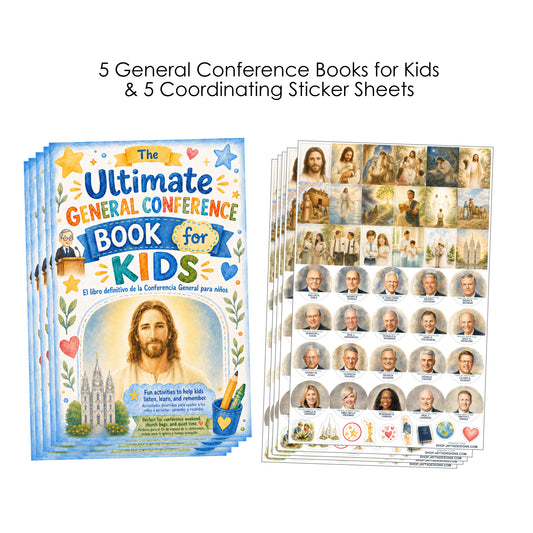 The Ultimate General Conference Journal for Kids- Set of 5 Journals + 5 Coordinating Sticker Sheets