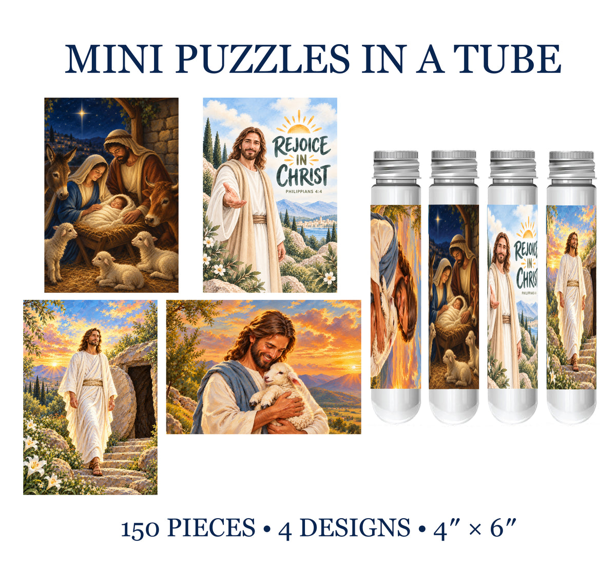 Christ-centered Mini Puzzles in a Tube- Christmas, Easter, 2027 Youth Theme, and Birthdays/Thinking of You