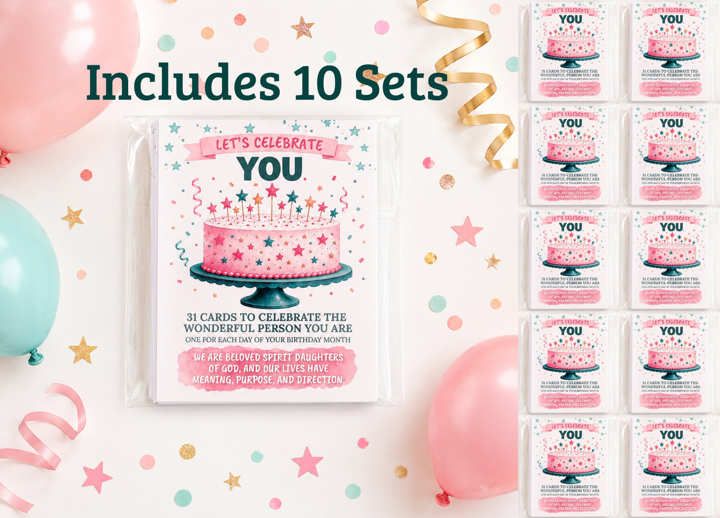 Let’s Celebrate You! 10 Complete Birthday Gift Sets with Easels  (Comes out to $1.09 per set during launch sale)