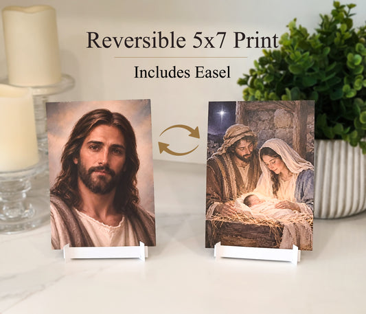 Double-Sided 5x7 Print + Easel Set for Christmas Gifts- Display during the Christmas Season and All Year