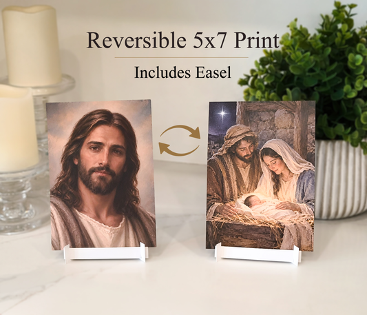 Double-Sided 5x7 Print + Easel Set for Christmas Gifts- Display during the Christmas Season and All Year