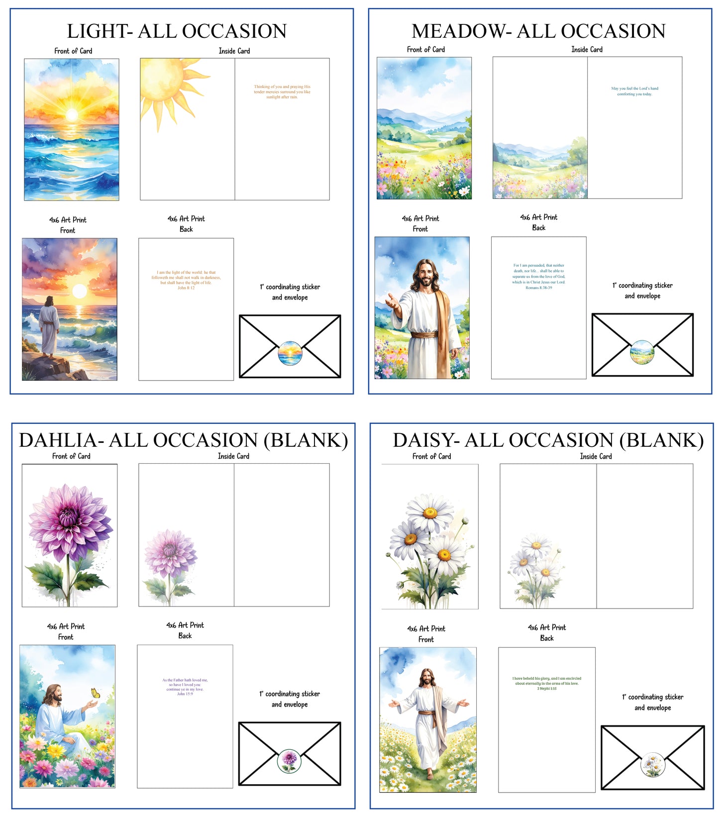 Set of 24 Watercolor Greeting Cards  with coordinating 4x6 prints of the Savior- SHIPS MID DECEMBER