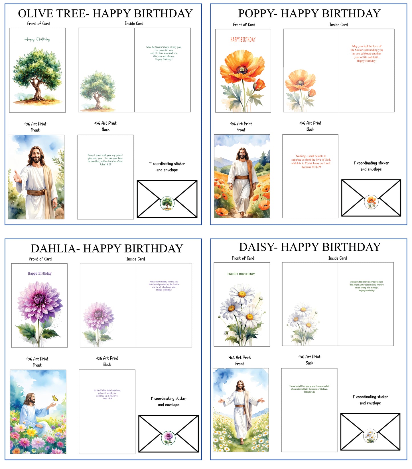 Set of 24 Watercolor Greeting Cards  with coordinating 4x6 prints of the Savior- SHIPS MID DECEMBER