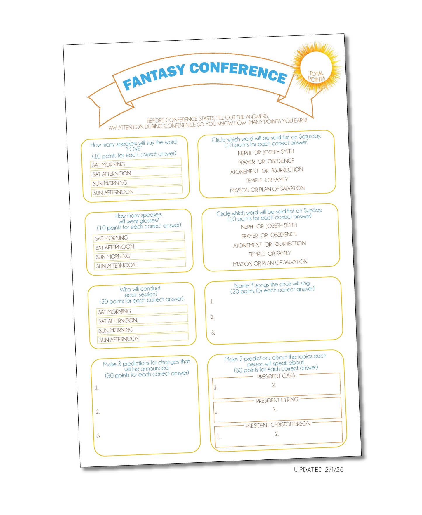 General Conference Journal and Sticker Sheet- 2nd Edition - Updated Feb 1, 2026