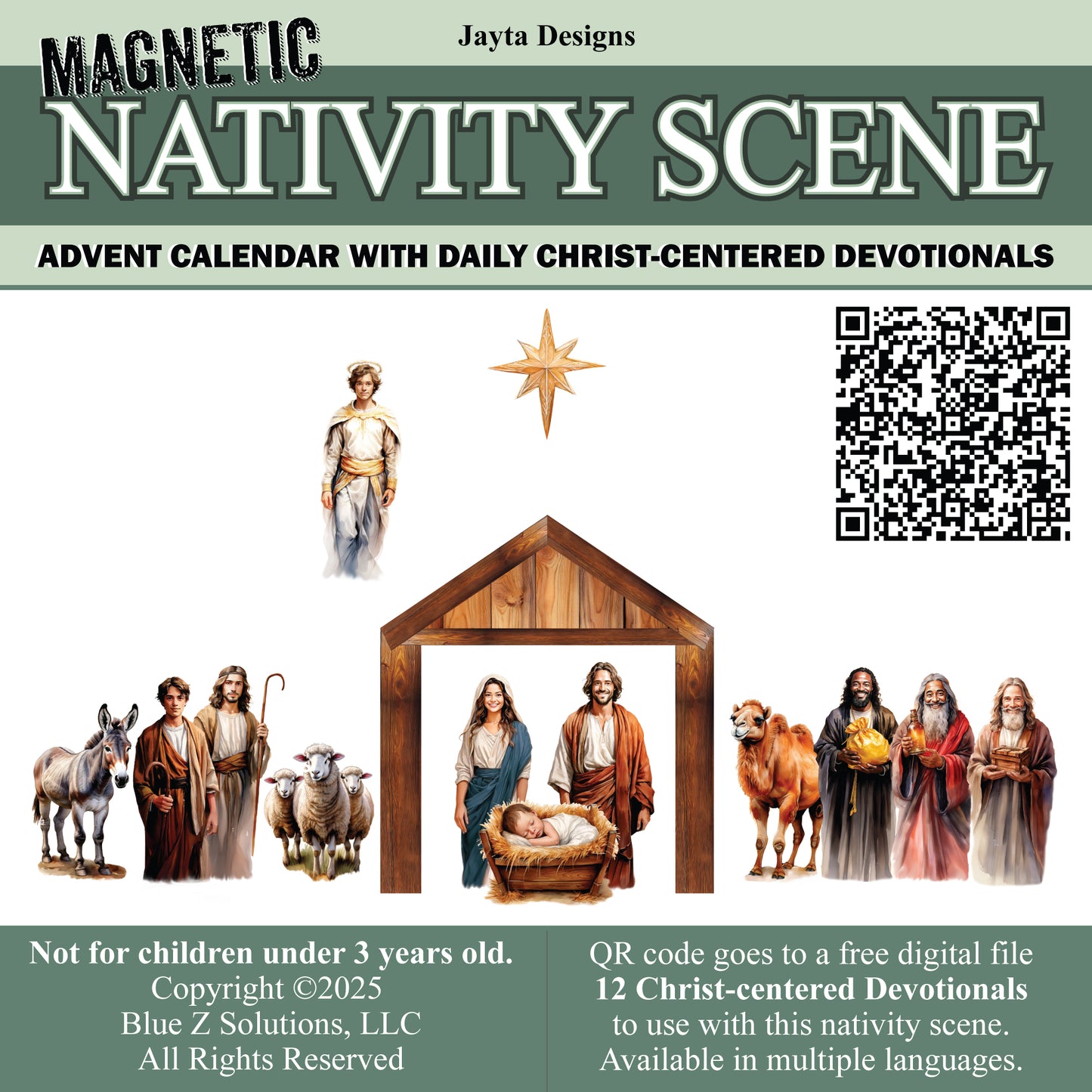 Magnetic Nativity Scene & Advent Calendar with Daily Christ-centered Devotionals