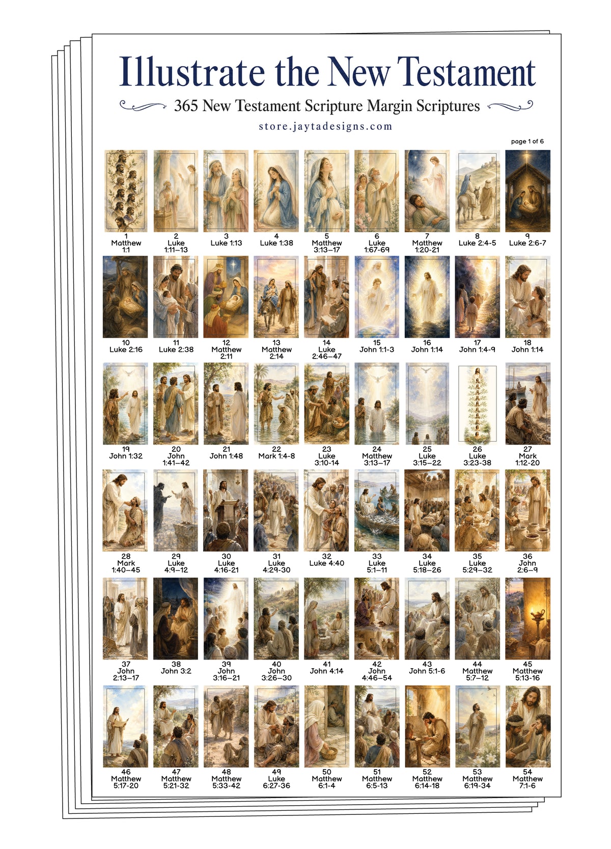 365 New Testament Scripture Margin Stickers Set